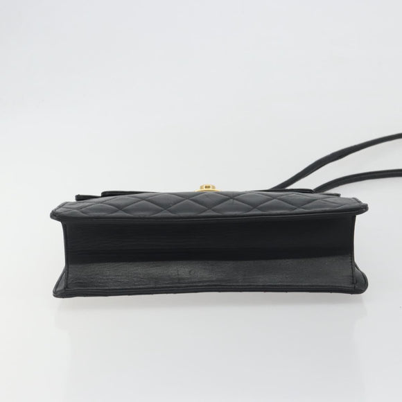 CHANEL Matelasse Chain Shoulder Bag Lamb Skin Black Gold CC Auth bs36306V