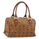 MCM Vicetos Logogram Hand Bag PVC Leather Brown Gold Auth bs36307-1