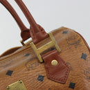 MCM Vicetos Logogram Hand Bag PVC Leather Brown Gold Auth bs36307-17