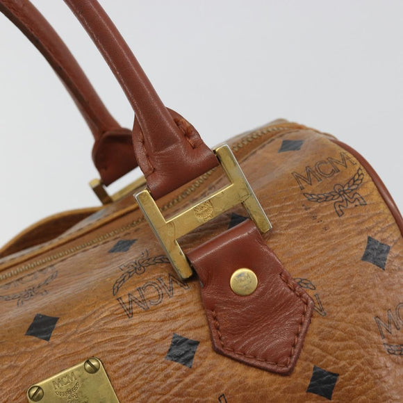 MCM Vicetos Logogram Hand Bag PVC Leather Brown Gold Auth bs36307