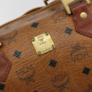 MCM Vicetos Logogram Hand Bag PVC Leather Brown Gold Auth bs36307-12