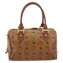 MCM Vicetos Logogram Hand Bag PVC Leather Brown Gold Auth bs36307-13