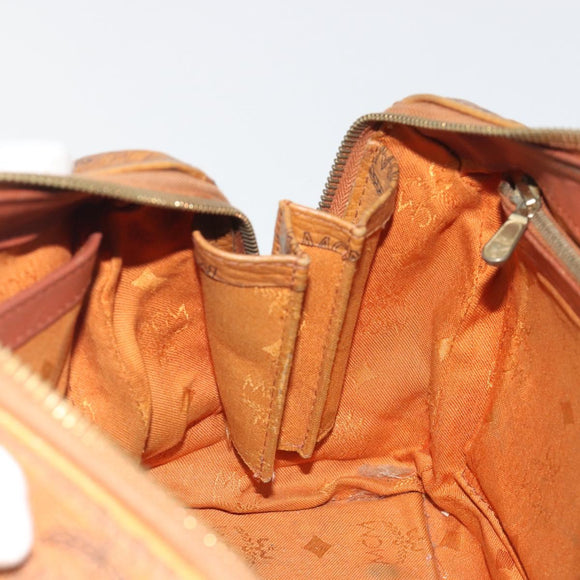 MCM Vicetos Logogram Hand Bag PVC Leather Brown Gold Auth bs36307