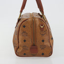 MCM Vicetos Logogram Hand Bag PVC Leather Brown Gold Auth bs36307-3