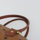 MCM Vicetos Logogram Hand Bag PVC Leather Brown Gold Auth bs36307-8
