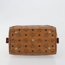 MCM Vicetos Logogram Hand Bag PVC Leather Brown Gold Auth bs36307-5