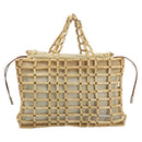 Salvatore Ferragamo Hand Bag Canvas Beige Silver Auth bs36308A-2