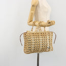Salvatore Ferragamo Hand Bag Canvas Beige Silver Auth bs36308A-22