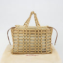 Salvatore Ferragamo Hand Bag Canvas Beige Silver Auth bs36308A-23