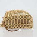 Salvatore Ferragamo Hand Bag Canvas Beige Silver Auth bs36308A-5