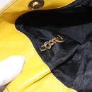 Salvatore Ferragamo Chain Shoulder Bag Canvas Yellow Gold Auth bs36309-19
