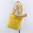 Salvatore Ferragamo Chain Shoulder Bag Canvas Yellow Gold Auth bs36309-21