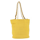 Salvatore Ferragamo Chain Shoulder Bag Canvas Yellow Gold Auth bs36309-3