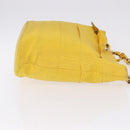 Salvatore Ferragamo Chain Shoulder Bag Canvas Yellow Gold Auth bs36309-4
