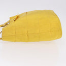 Salvatore Ferragamo Chain Shoulder Bag Canvas Yellow Gold Auth bs36309-5