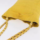 Salvatore Ferragamo Chain Shoulder Bag Canvas Yellow Gold Auth bs36309-6