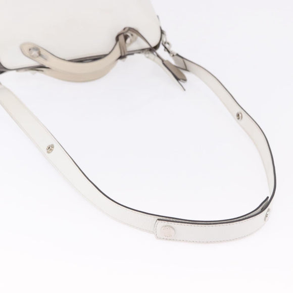 FENDI Shoulder Bag Leather White Silver Auth bs36311A