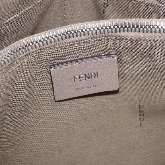 FENDI Shoulder Bag Leather White Silver Auth bs36311A