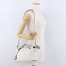 FENDI Shoulder Bag Leather White Silver Auth bs36311A-30