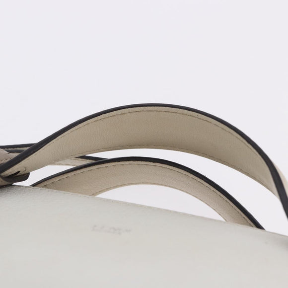 FENDI Shoulder Bag Leather White Silver Auth bs36311A