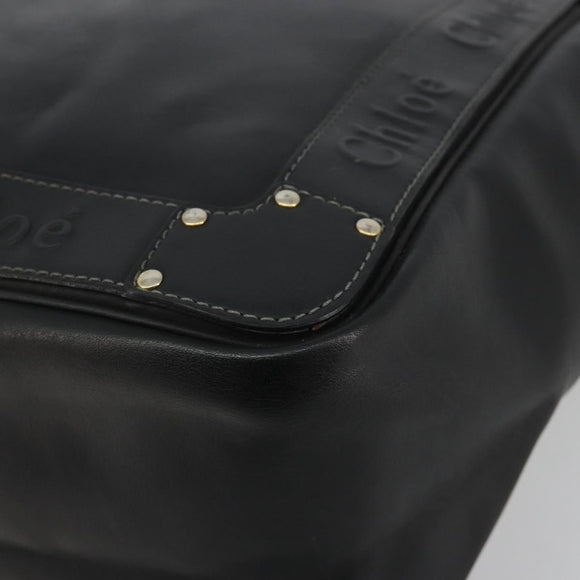 Chloe Eden Tote Bag Leather Black Gold Auth bs36317