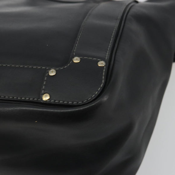 Chloe Eden Tote Bag Leather Black Gold Auth bs36317