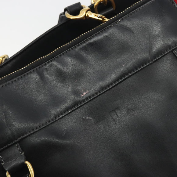 Chloe Eden Tote Bag Leather Black Gold Auth bs36317