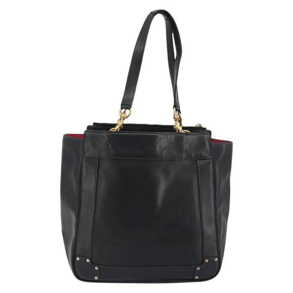 Chloe Eden Tote Bag Leather Black Gold Auth bs36317
