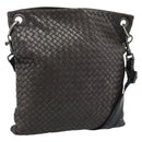 BOTTEGA VENETA INTRECCIATO Shoulder Bag Leather Brown Silver Auth bs36318-1
