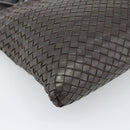 BOTTEGA VENETA INTRECCIATO Shoulder Bag Leather Brown Silver Auth bs36318-13