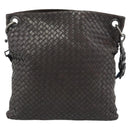 BOTTEGA VENETA INTRECCIATO Shoulder Bag Leather Brown Silver Auth bs36318-2