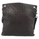 BOTTEGA VENETA INTRECCIATO Shoulder Bag Leather Brown Silver Auth bs36318-3