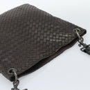 BOTTEGA VENETA INTRECCIATO Shoulder Bag Leather Brown Silver Auth bs36318-6