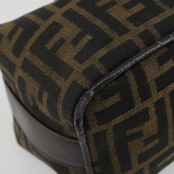 FENDI Zucca Canvas Pouch Black Brown Auth bs36325