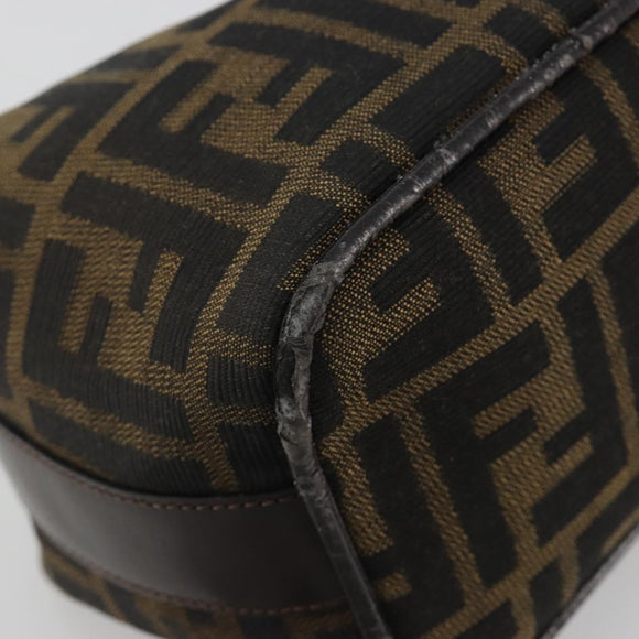 FENDI Zucca Canvas Pouch Black Brown Auth bs36325