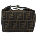 FENDI Zucca Canvas Pouch Black Brown Auth bs36325-13