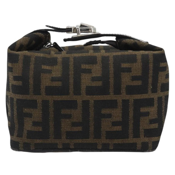 FENDI Zucca Canvas Pouch Black Brown Auth bs36325