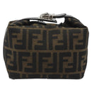 FENDI Zucca Canvas Pouch Black Brown Auth bs36325-2