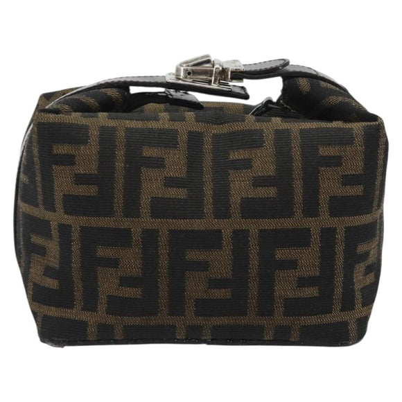 FENDI Zucca Canvas Pouch Black Brown Auth bs36325