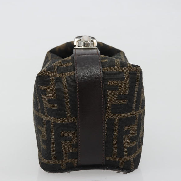 FENDI Zucca Canvas Pouch Black Brown Auth bs36325