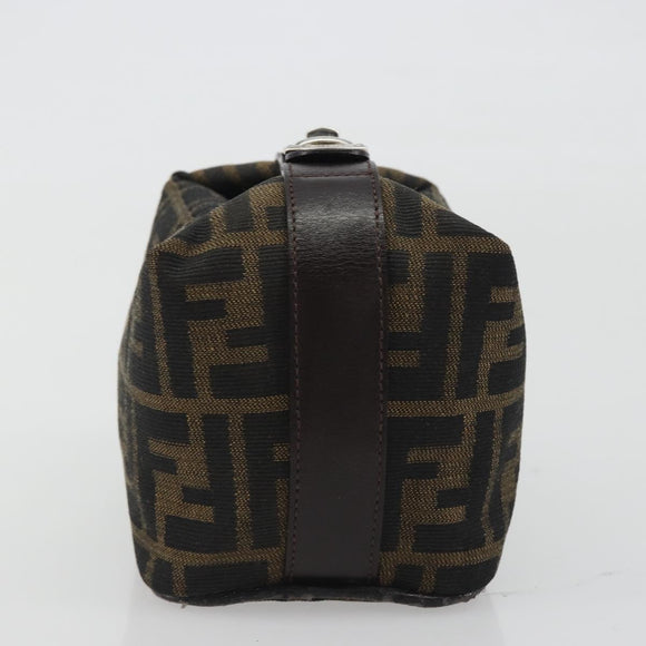 FENDI Zucca Canvas Pouch Black Brown Auth bs36325