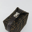 FENDI Zucca Canvas Pouch Black Brown Auth bs36325-5