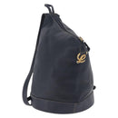 LOEWE Body Bag Leather Navy Gold Auth bs36326-1