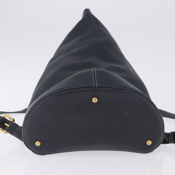 LOEWE Body Bag Leather Navy Gold Auth bs36326
