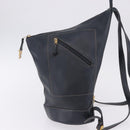 LOEWE Body Bag Leather Navy Gold Auth bs36326-3