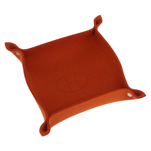 HERMES Vie de France tray Accessory Case Felt Orange Auth bs36329V
