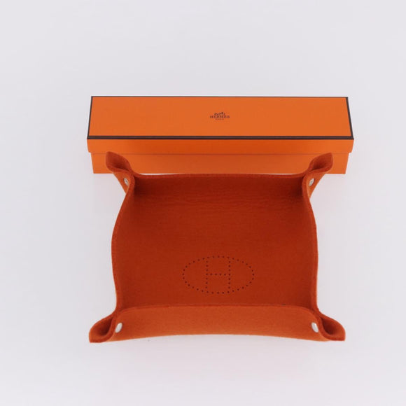 HERMES Vie de France tray Accessory Case Felt Orange Auth bs36329V