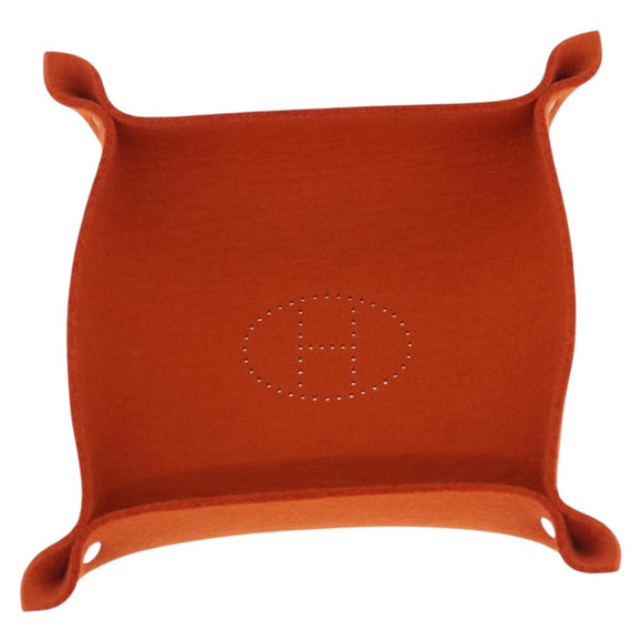 HERMES Vie de France tray Accessory Case Felt Orange Auth bs36329V