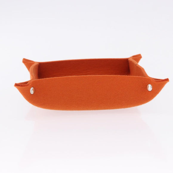 HERMES Vie de France tray Accessory Case Felt Orange Auth bs36329V