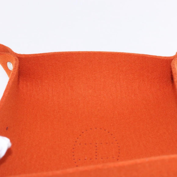 HERMES Vie de France tray Accessory Case Felt Orange Auth bs36329V